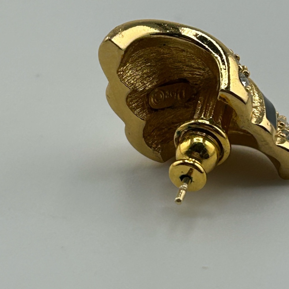 Christian DIOR Vintage earrings with crystals and black enamel - Picture 8 of 8